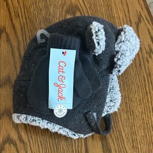 Cat & Jack Charcoal and Light Gray Kids Pom-Pom Hat